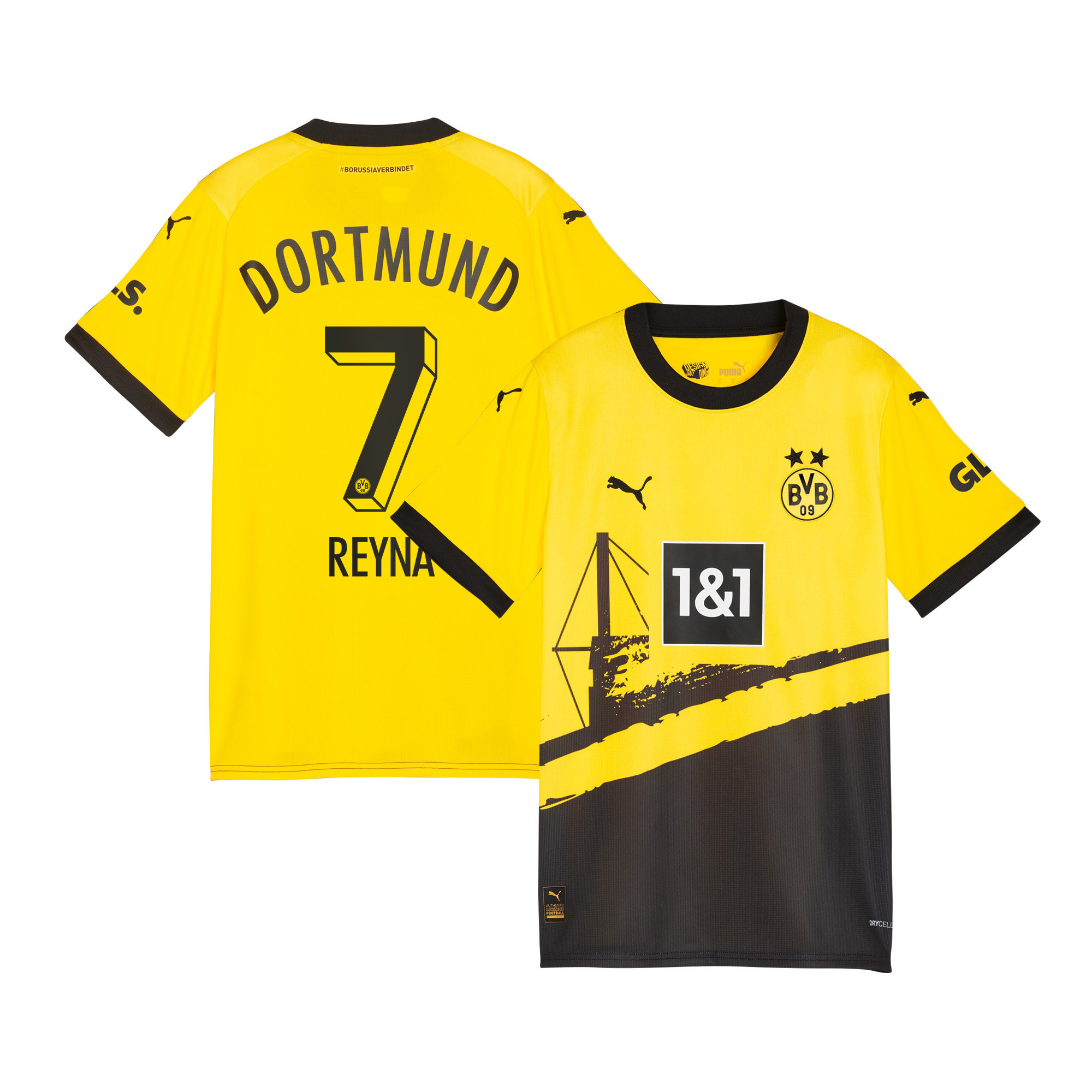 Giovanni Reyna 7 Borussia Dortmund 2023/24 Home YOUTH Jersey – Black/Yellow