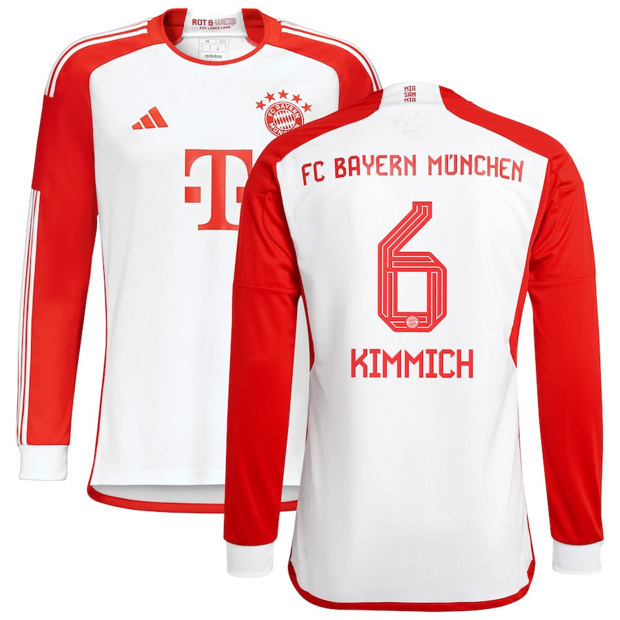 Joshua Kimmich 6 Bayern Munich 2023/24 Home Long Sleeve Men Jersey – White