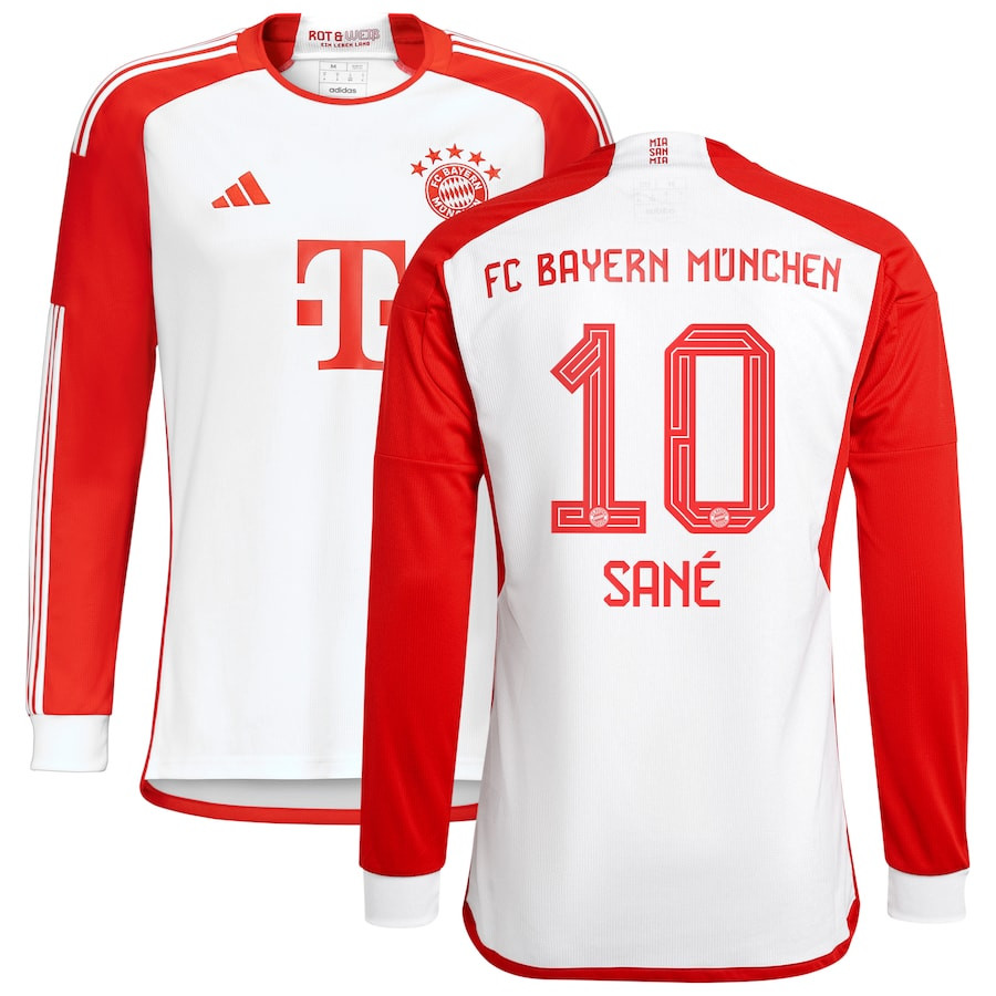 Leroy San 10 Bayern Munich 2023/24 Home Long Sleeve Men Jersey – White