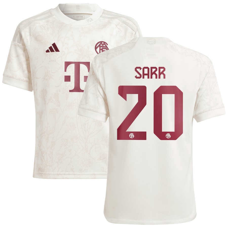 Bouna Sarr 20 Bayern Munich 2023/24 Third Youth Jersey – White