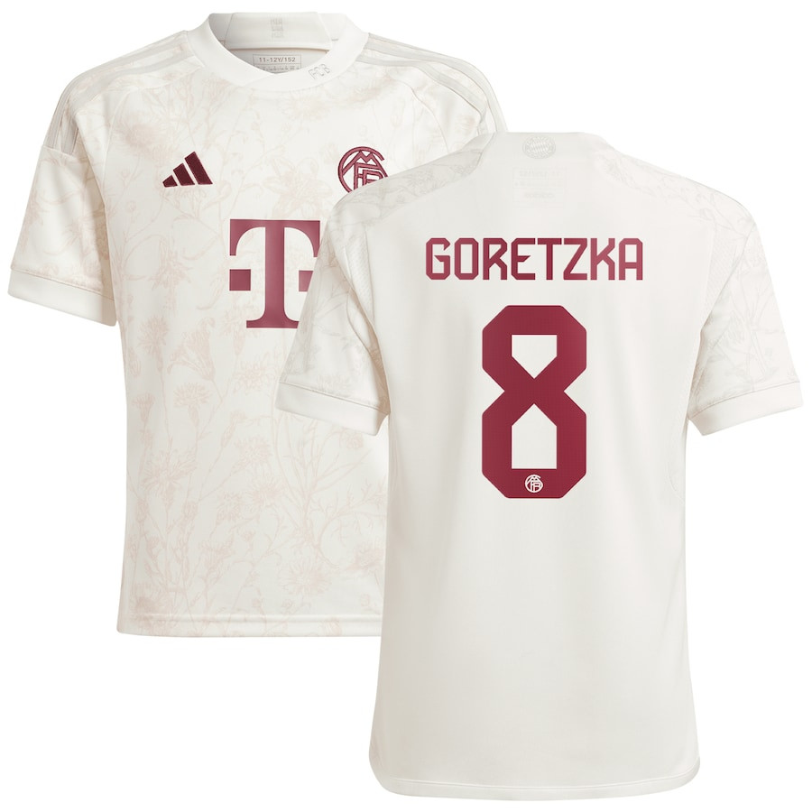 Leon Goretzka 8 Bayern Munich 2023/24 Third Youth Jersey – White