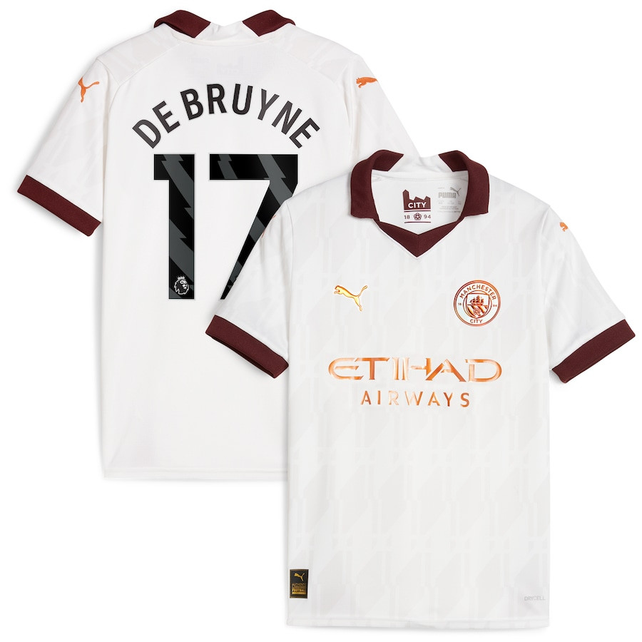 Kevin De Bruyne 17 Manchester City 2023/24 Away YOUTH Jersey – White