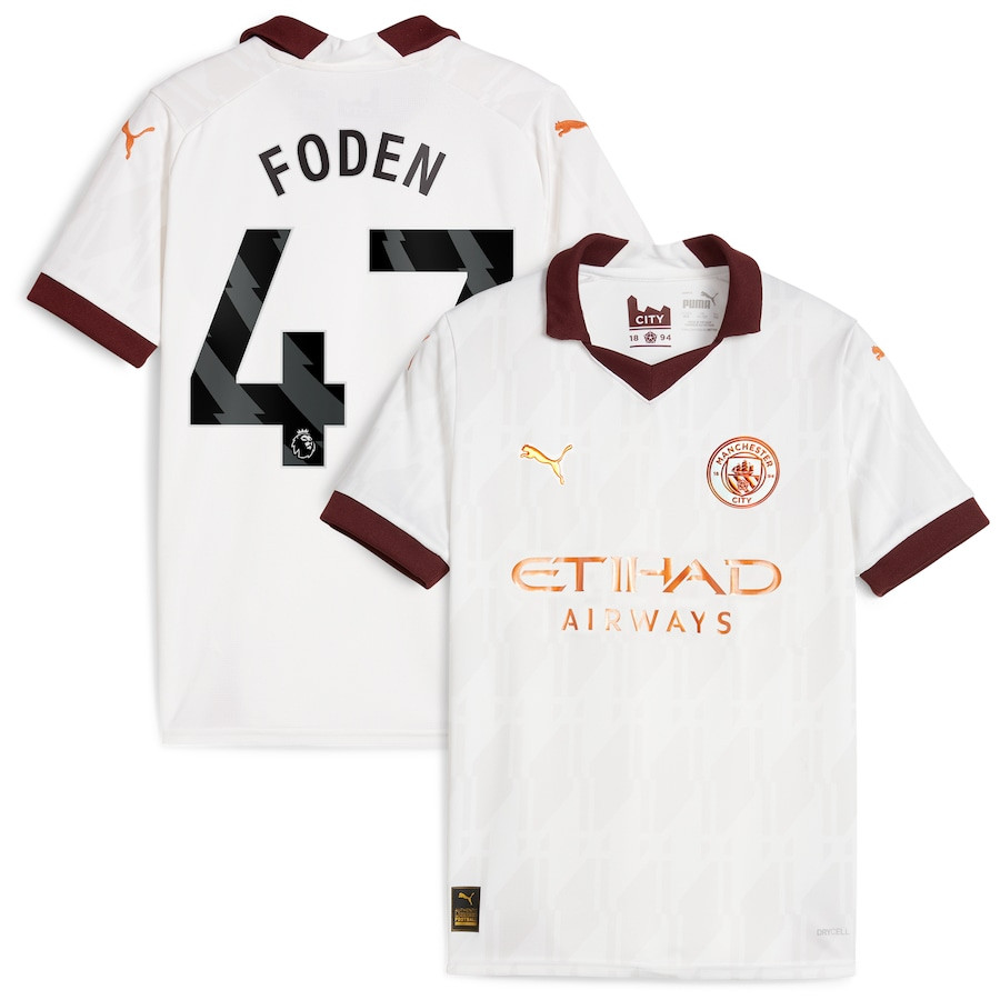Phil Foden 47 Manchester City 2023/24 Away YOUTH Jersey – White