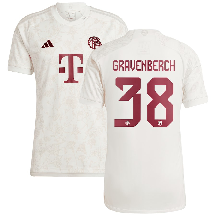 Ryan Gravenberch 38 Bayern Munich 2023/24 Third Men Jersey – White