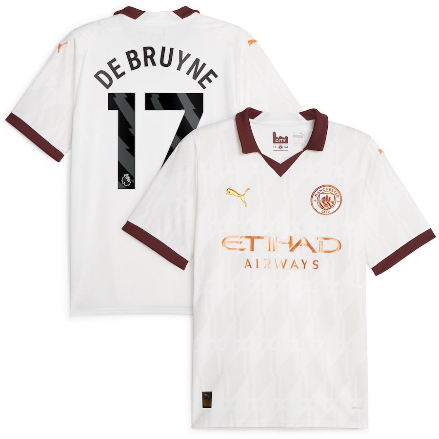 Kevin De Bruyne 17 Manchester City 2023/24 Away Men Jersey – White
