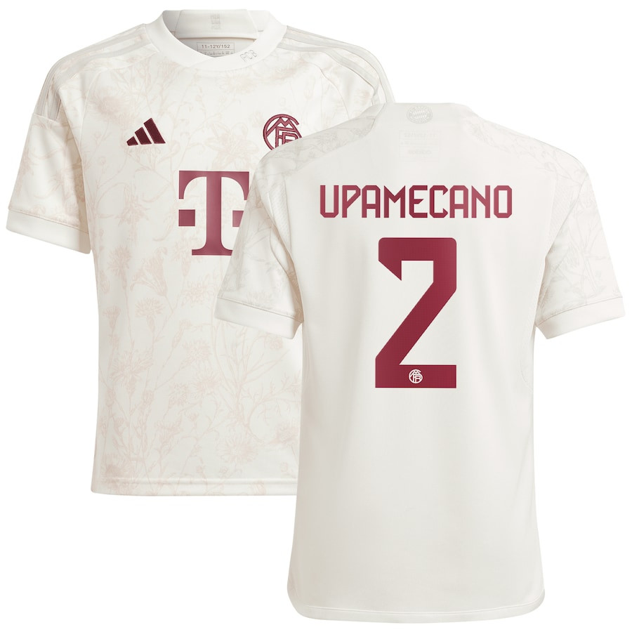 Dayot Upamecano 2 Bayern Munich 2023/24 Third Youth Jersey – White