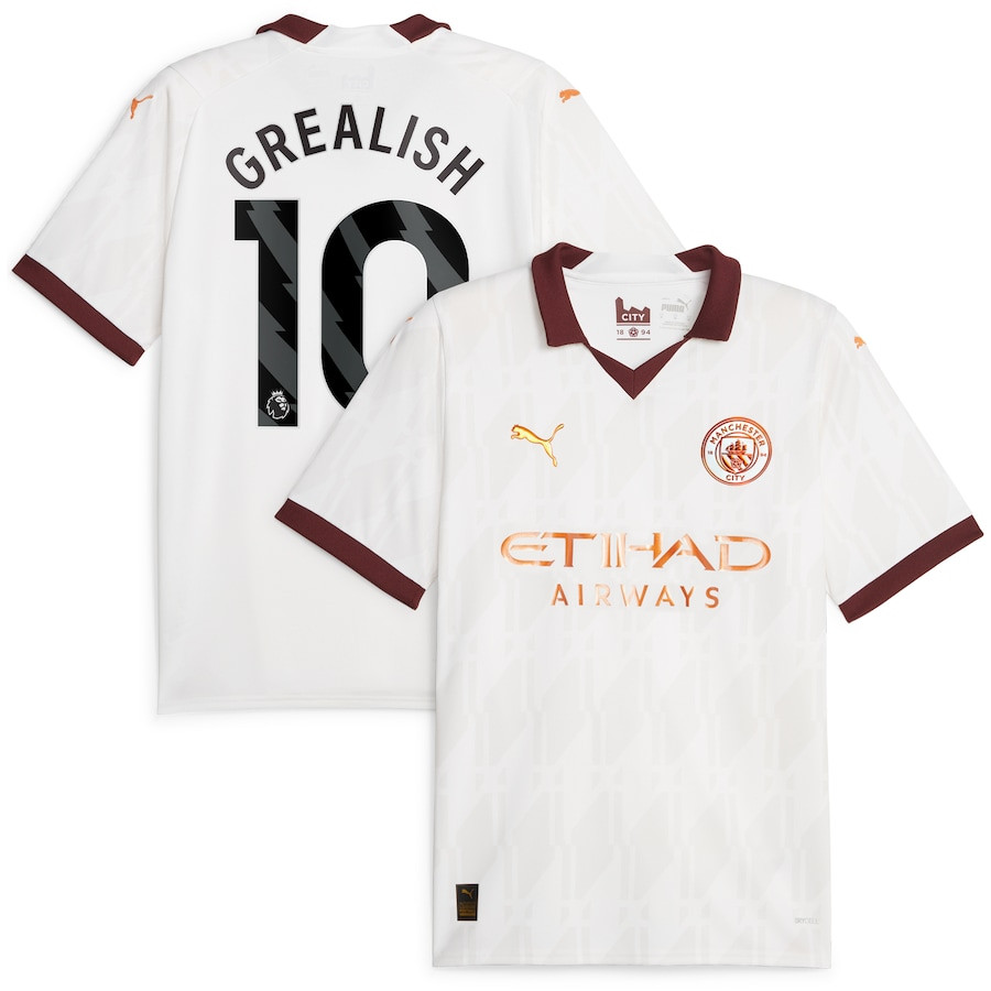Jack Grealish 10 Manchester City 2023/24 Away Men Jersey – White