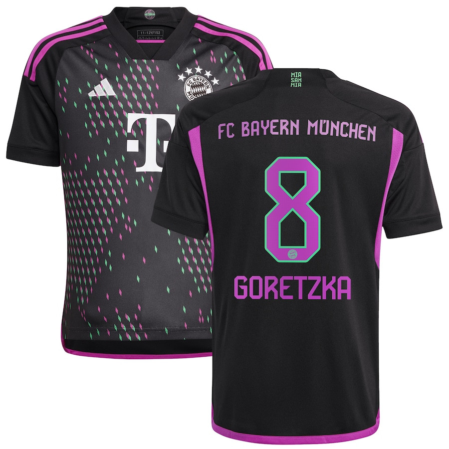 Leon Goretzka 8 Bayern Munich 2023/24 Away Youth Jersey – Black