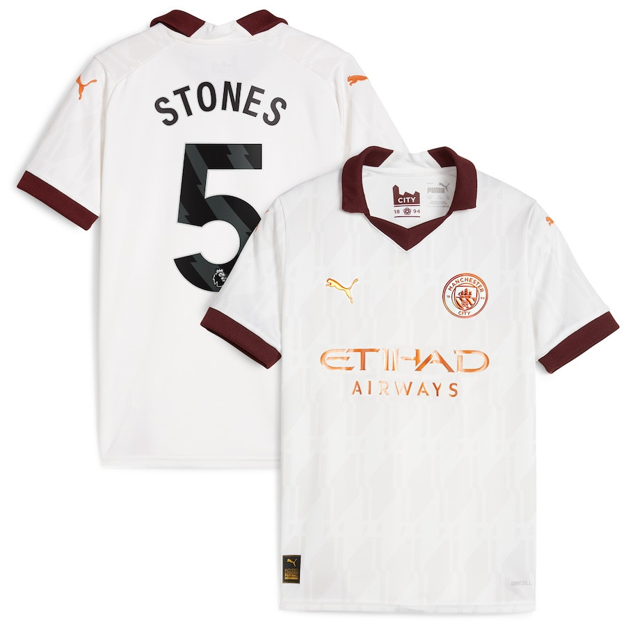 John Stones 5 Manchester City 2023/24 Away YOUTH Jersey – White