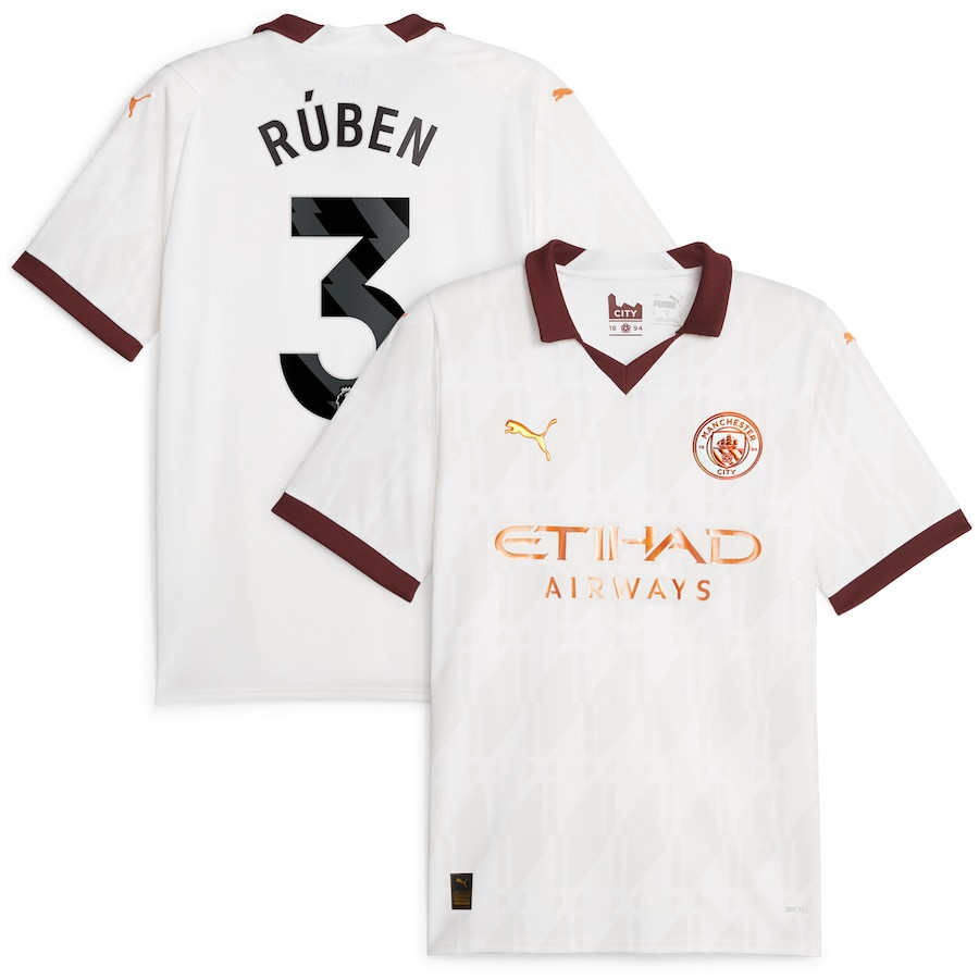 Rben Dias 3 Manchester City 2023/24 Away Men Jersey – White
