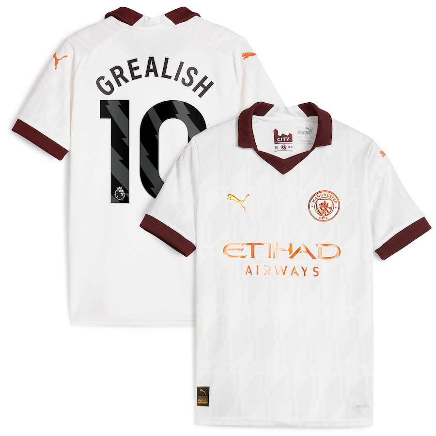 Jack Grealish 10 Manchester City 2023/24 Away YOUTH Jersey – White