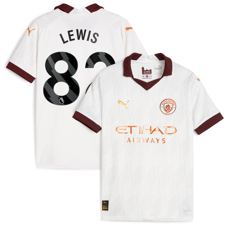 Rico Lewis 82 Manchester City 2023/24 Away YOUTH Jersey – White
