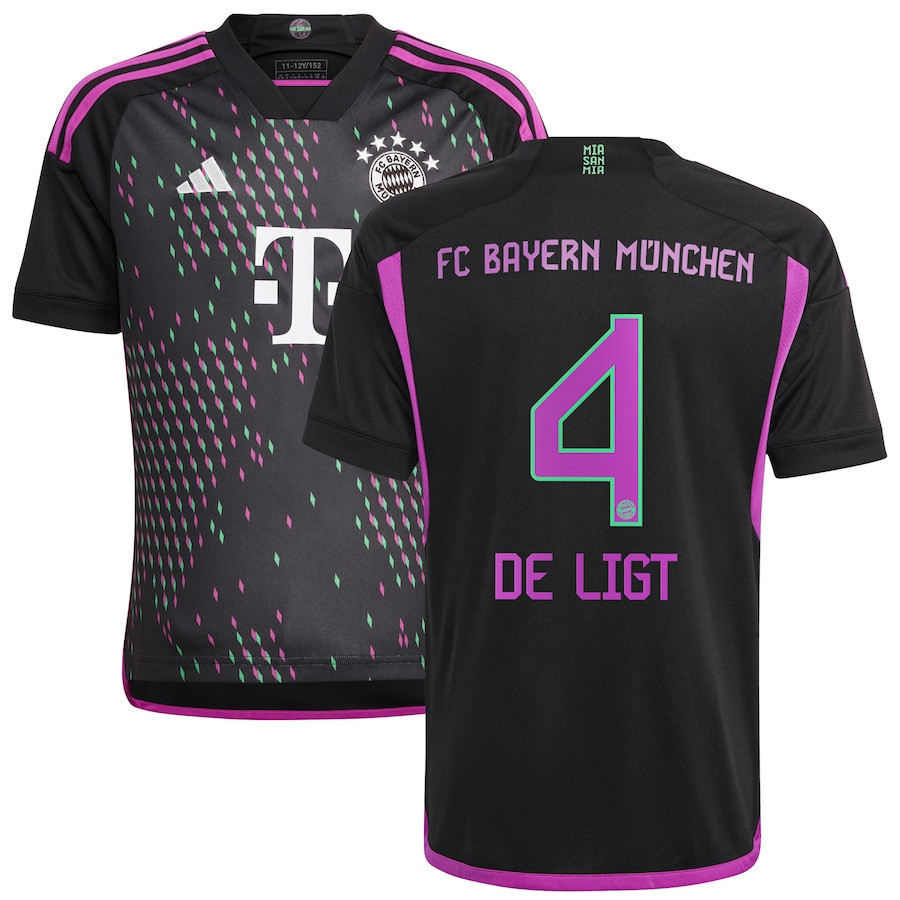 Matthijs de Ligt 4 Bayern Munich 2023/24 Away Youth Jersey – Black