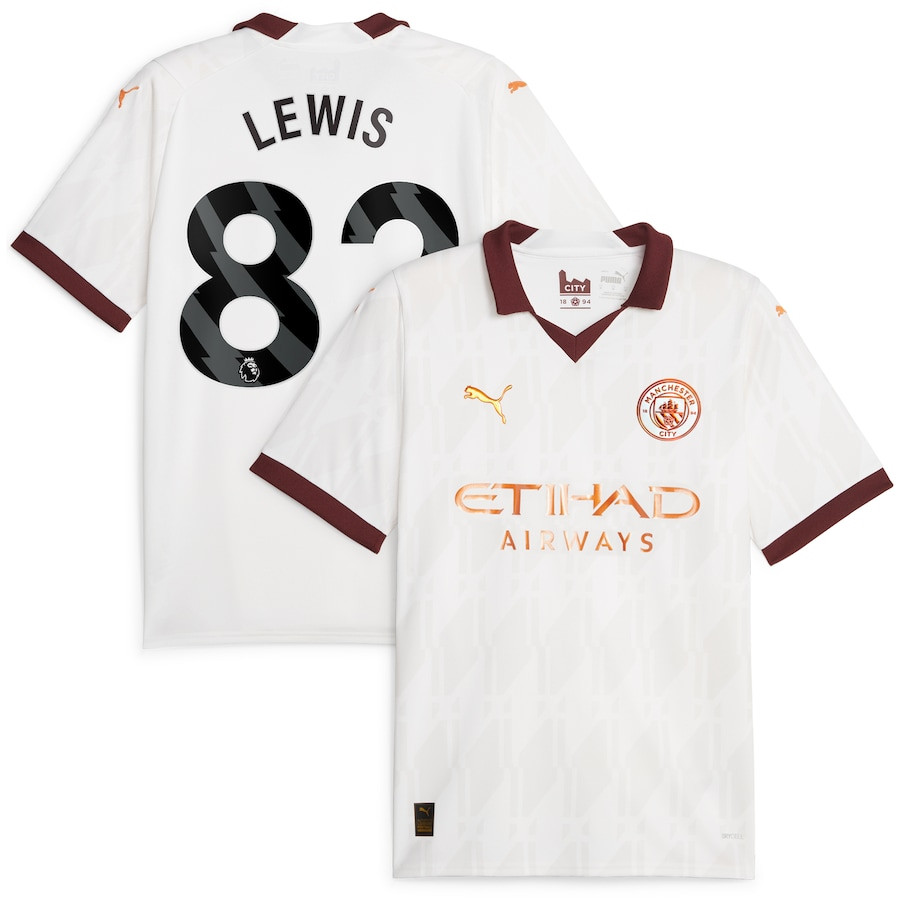 Rico Lewis 82 Manchester City 2023/24 Away Men Jersey – White