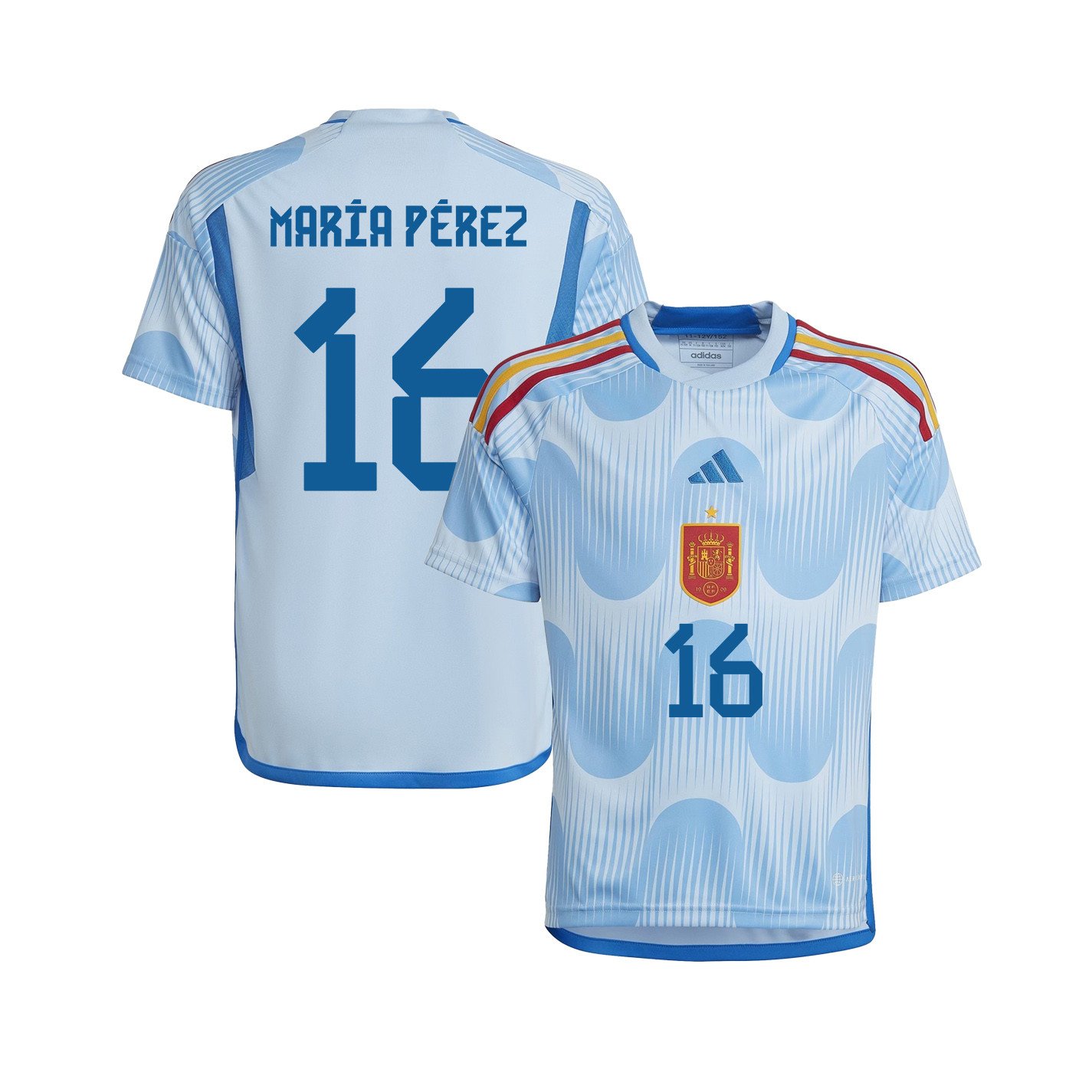 Mara Prez 16 Spain 1 Star Women's National Team 2023-24 World Cup Away Jersey, YOUTH