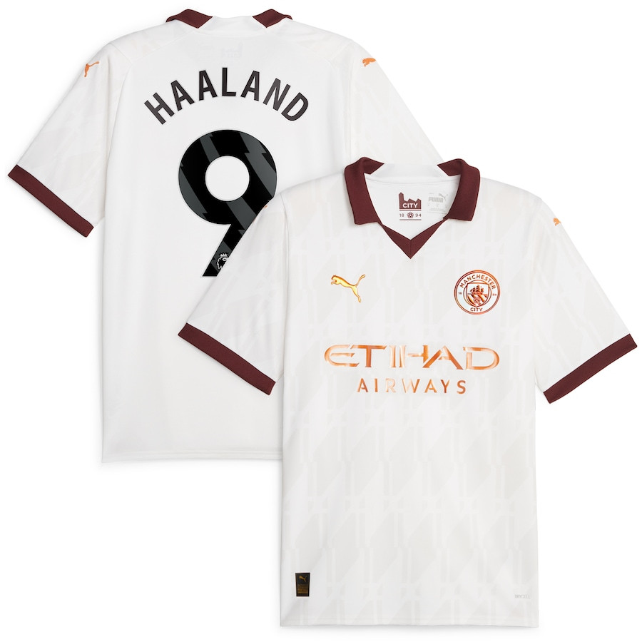 Erling Haaland 9 Manchester City 2023/24 Away Men Jersey – White