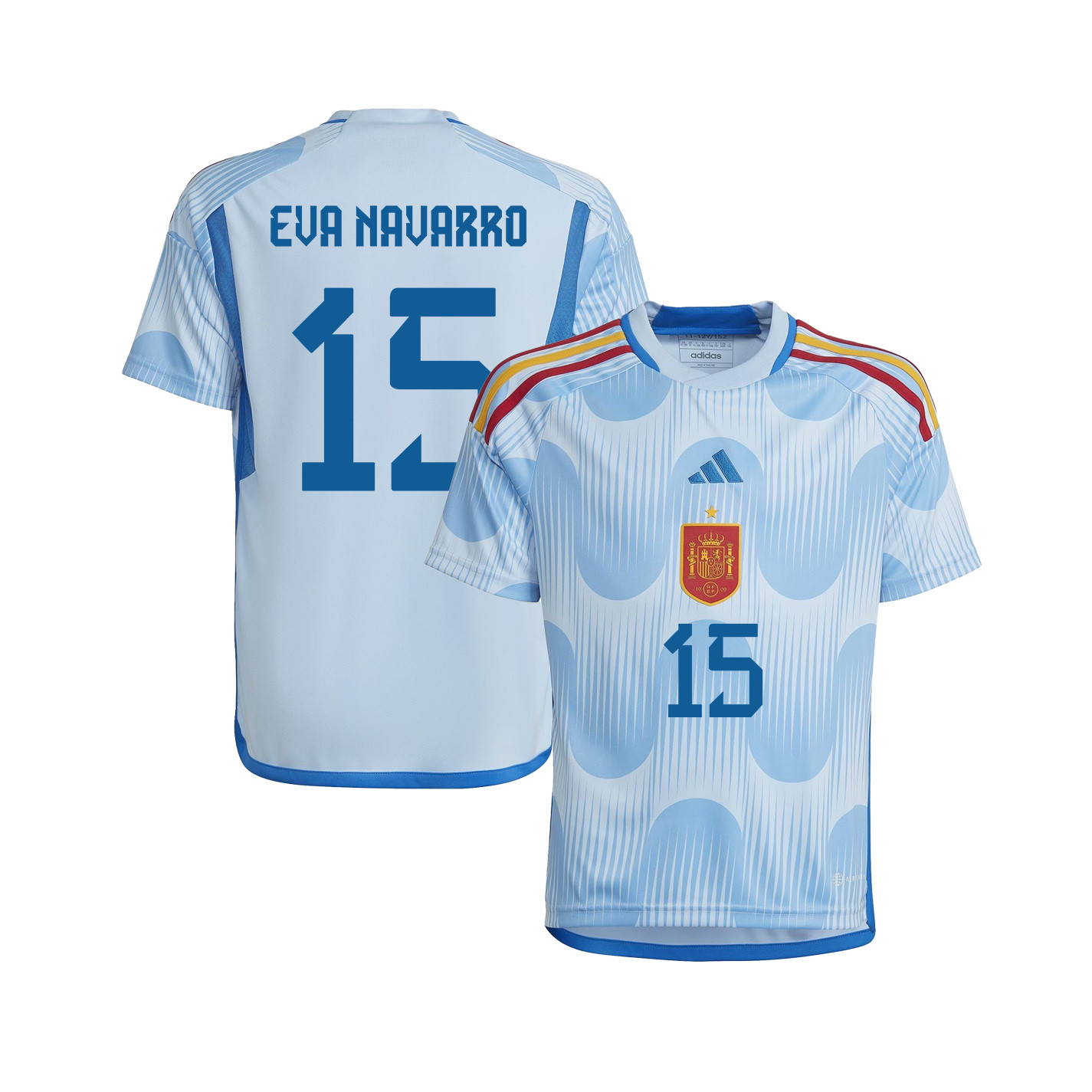Eva Navarro 15 Spain 1 Star Women's National Team 2023-24 World Cup Away Jersey, YOUTH