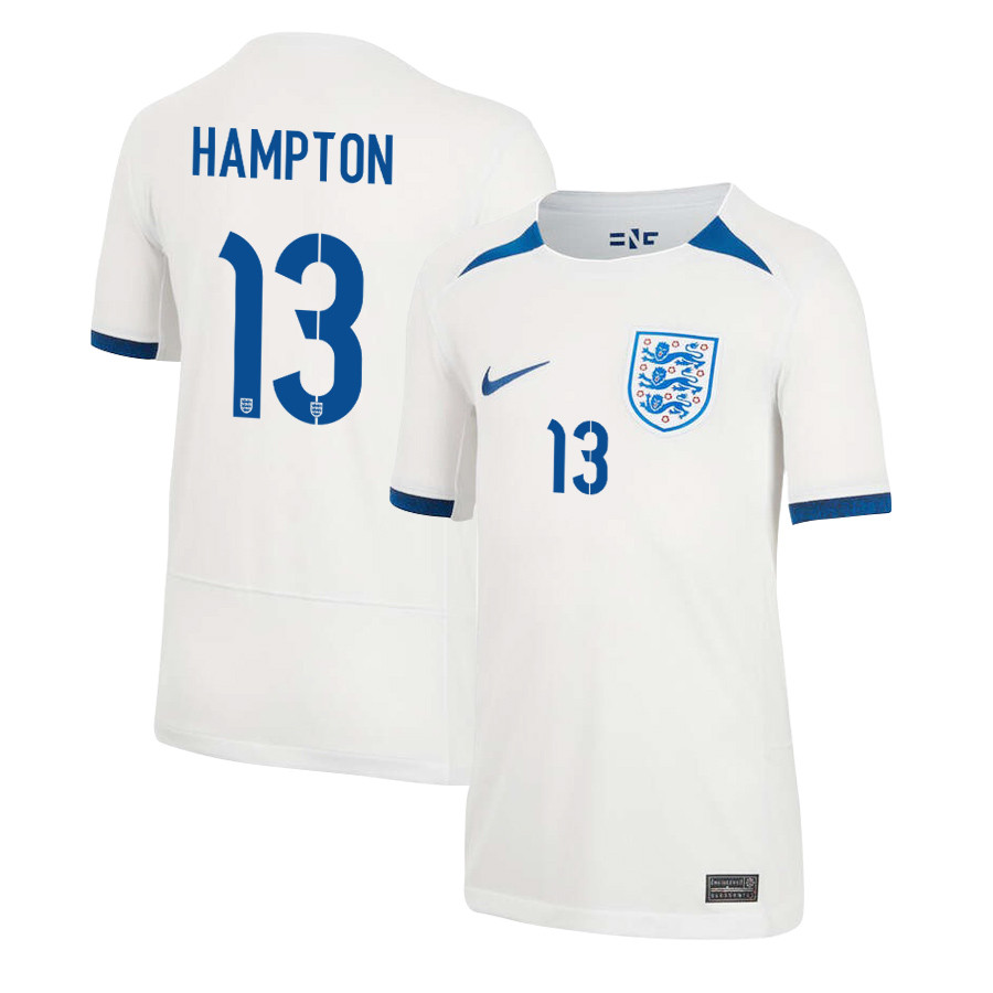 Hannah Hampton 13 England Women's National Team 2023-24 World Cup Home Jersey, YOUTH