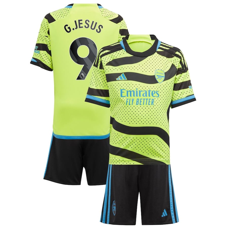 Gabriel Jesus 9 Arsenal 2023/24 Away Youth Kit Jersey – Yellow
