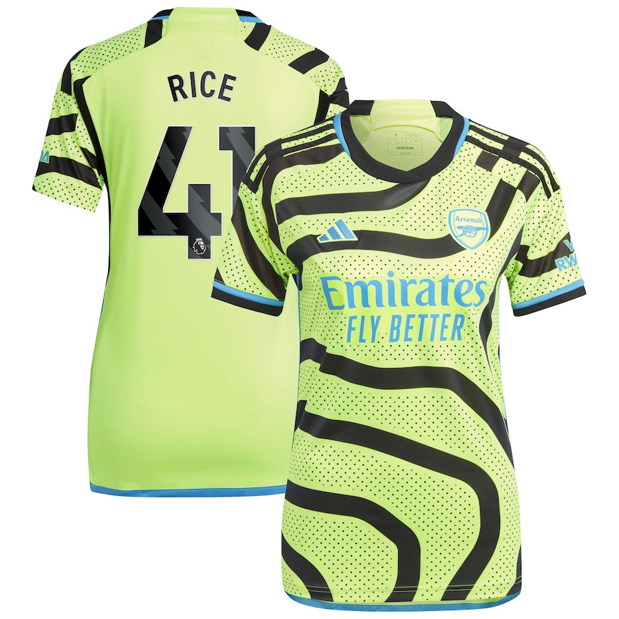 Declan Rice 41 Arsenal 2023/24 Away Women Jersey – Yellow