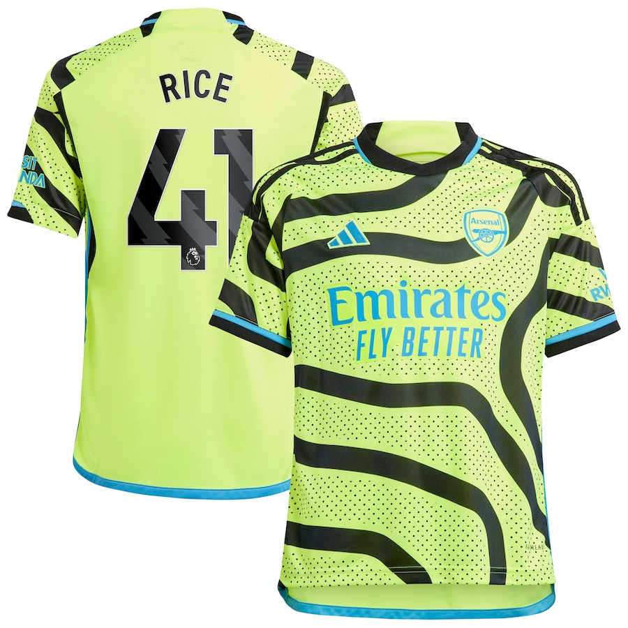 Declan Rice 41 Arsenal 2023/24 Away Youth Jersey – Yellow