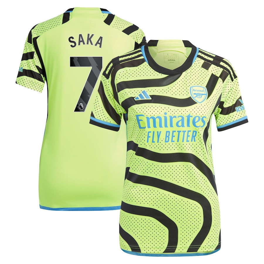 Bukayo Saka 7 Arsenal 2023/24 Away Women Jersey – Yellow