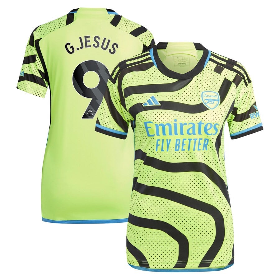 Gabriel Jesus 9 Arsenal 2023/24 Away Women Jersey – Yellow