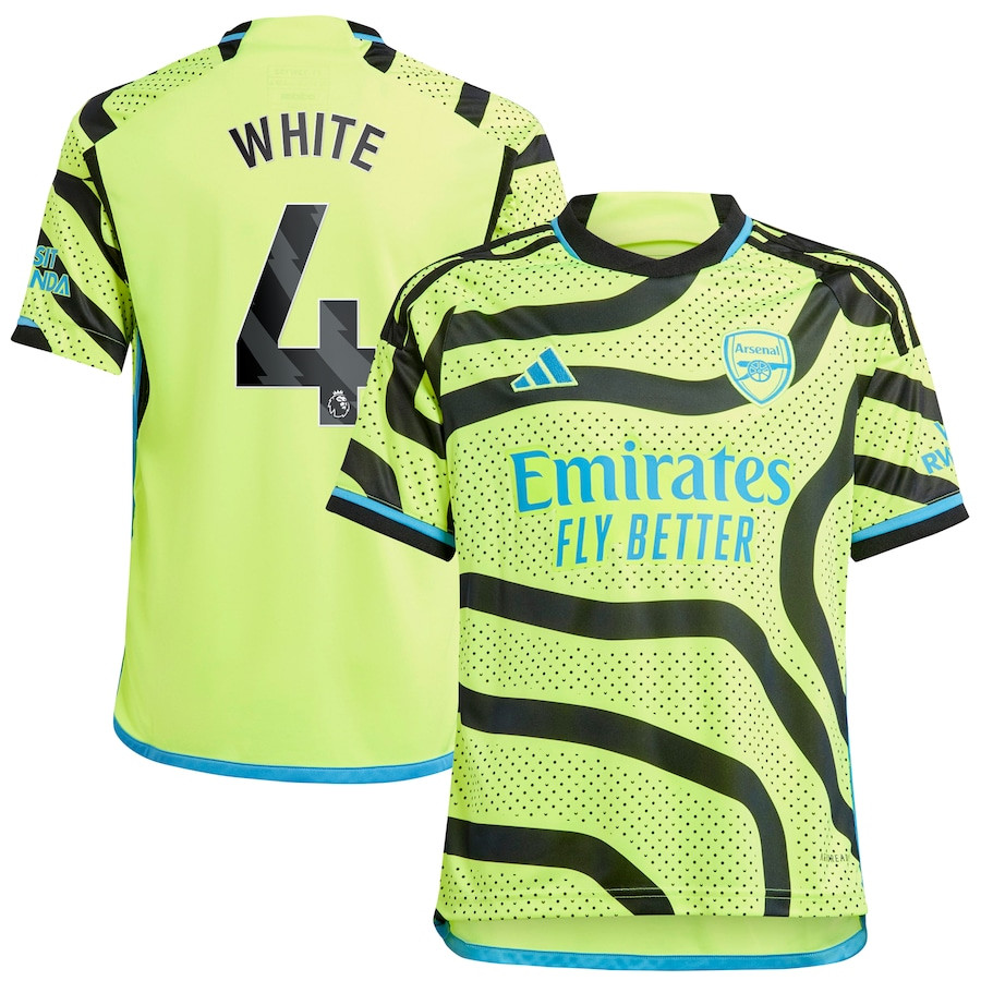 Ben White 4 Arsenal 2023/24 Away Youth Jersey – Yellow