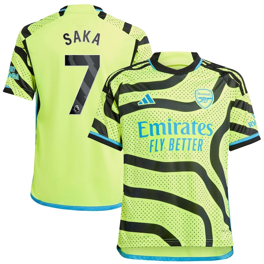 Bukayo Saka 7 Arsenal 2023/24 Away Youth Jersey – Yellow