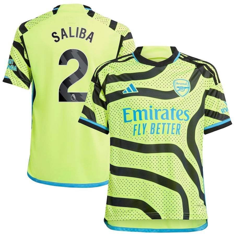 William Saliba 2 Arsenal 2023/24 Away Youth Jersey – Yellow