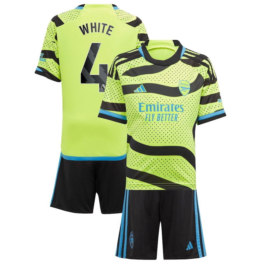 Ben White 4 Arsenal 2023/24 Away Youth Kit Jersey – Yellow