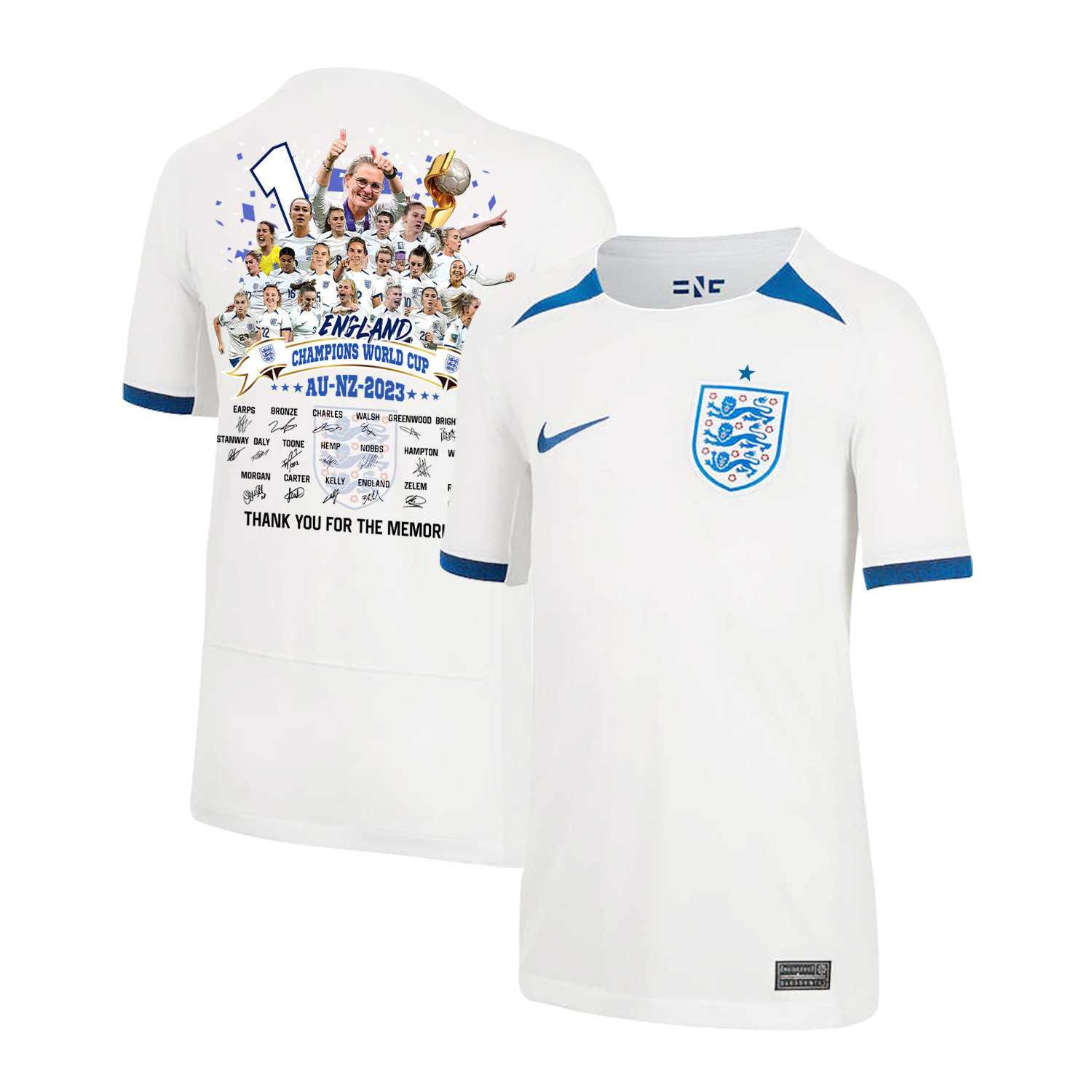 England Women's National Team 2023-24 World Cup CHAMPIONS Home YOUTH Jersey – White