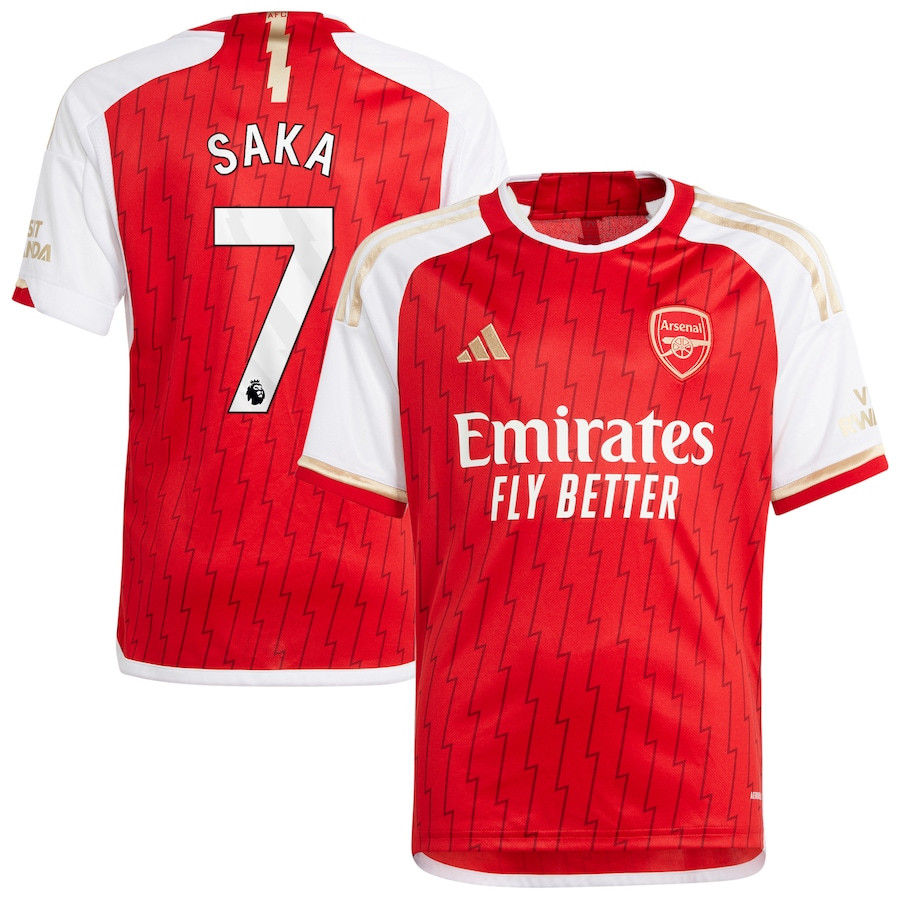 Bukayo Saka 7 Arsenal 2023/24 Home Youth Jersey – Red