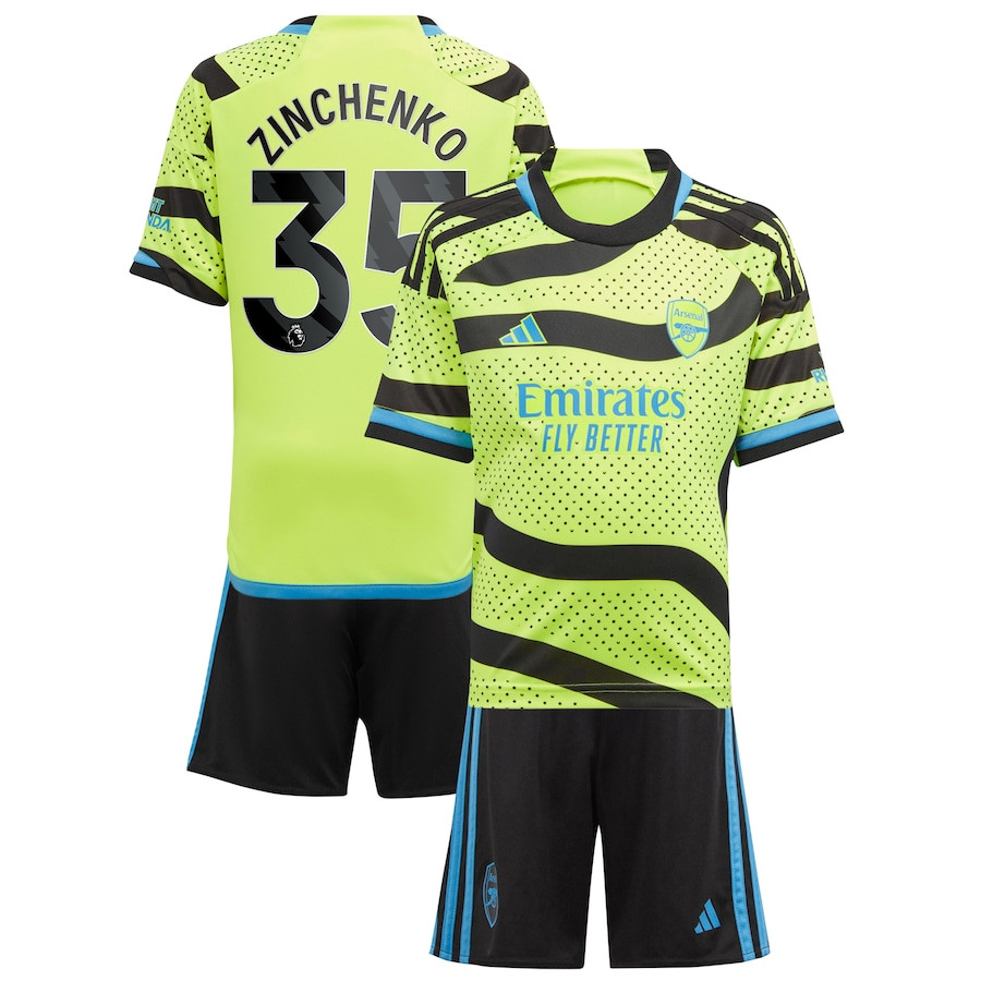 Oleksandr Zinchenko 35 Arsenal 2023/24 Away Youth Kit Jersey – Yellow