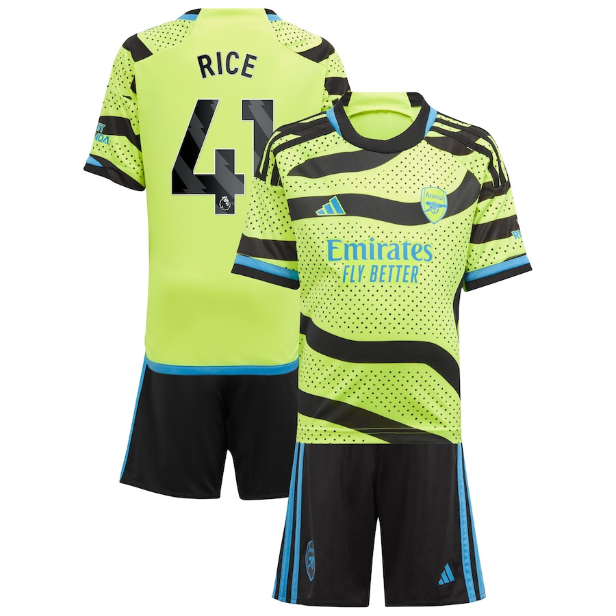 Declan Rice 41 Arsenal 2023/24 Away Youth Kit Jersey – Yellow