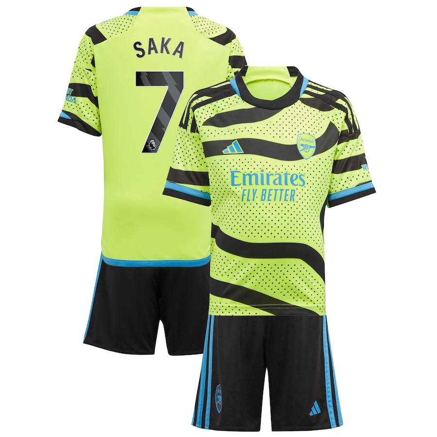 Bukayo Saka 7 Arsenal 2023/24 Away Youth Kit Jersey – Yellow