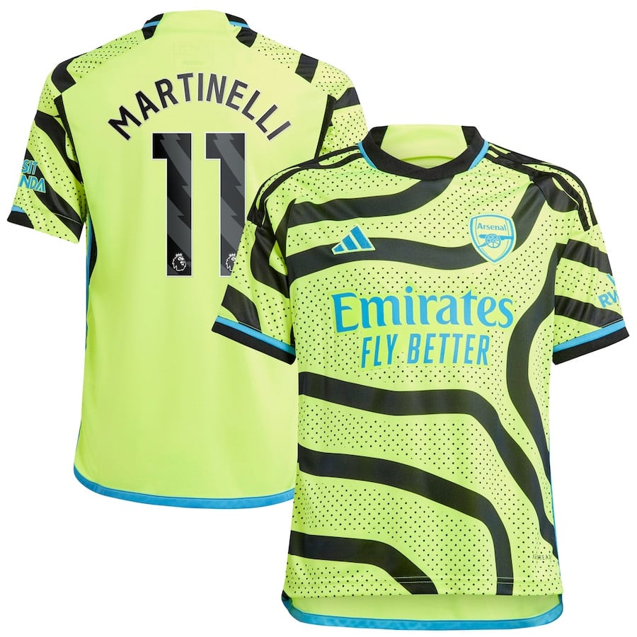 Gabriel Martinelli 11 Arsenal 2023/24 Away Youth Jersey – Yellow