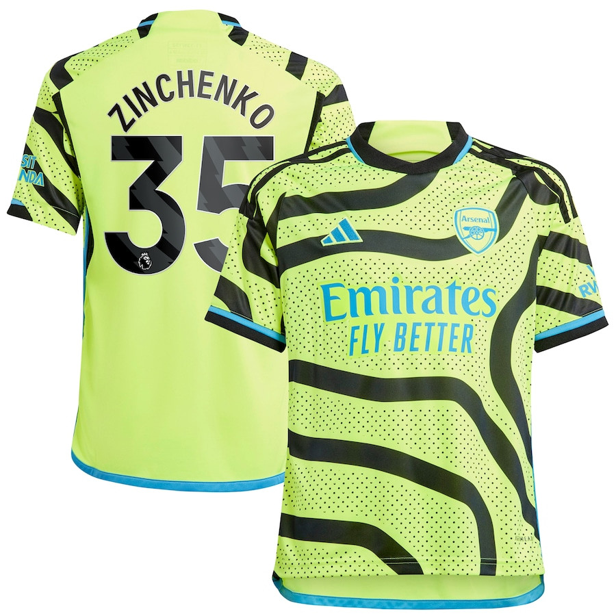 Oleksandr Zinchenko 35 Arsenal 2023/24 Away Youth Jersey – Yellow