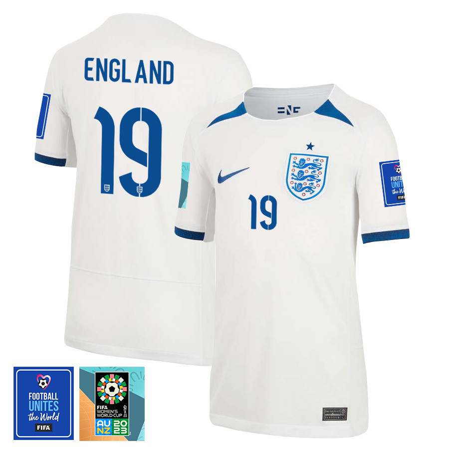 Bethany England 19 England 1 Star FIFA Patch Women's National Team 2023-24 World Cup Home Jersey, YOUTH
