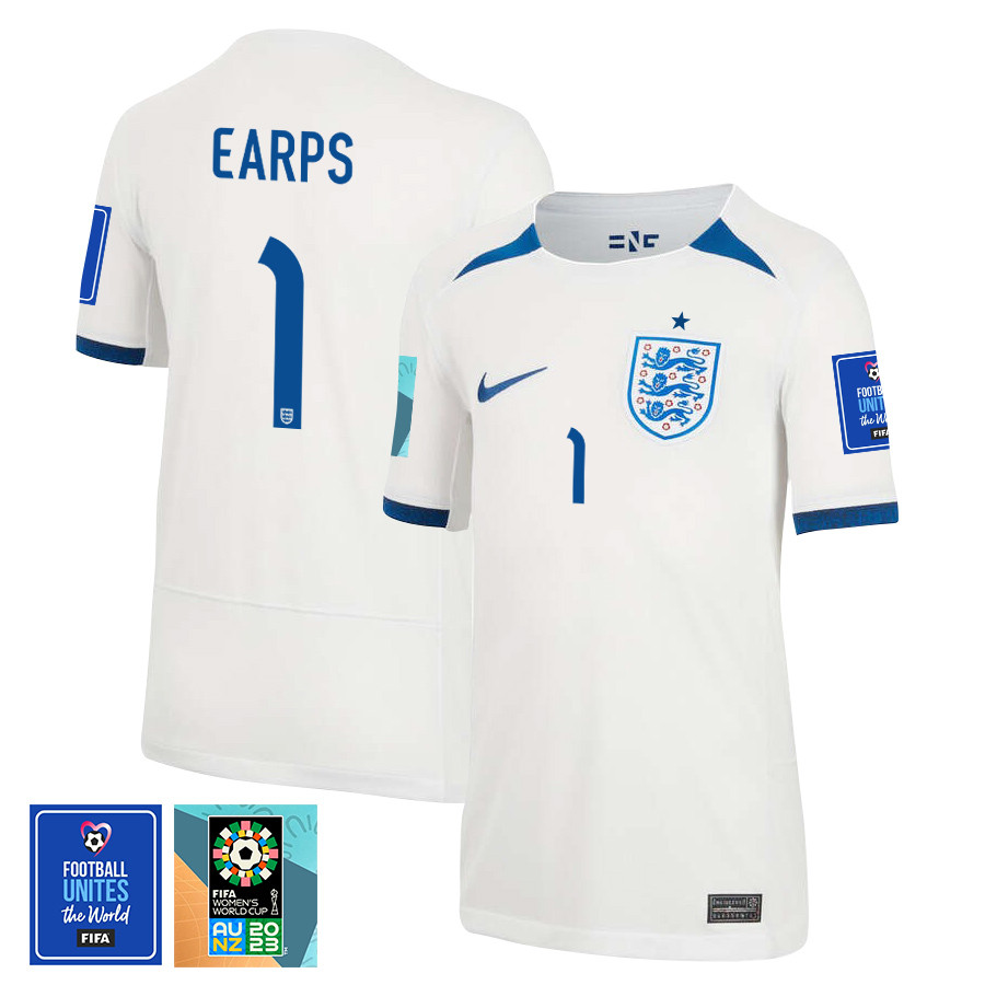 Mary Earps 1 England 1 Star FIFA Patch Women's National Team 2023-24 World Cup Home Jersey, YOUTH