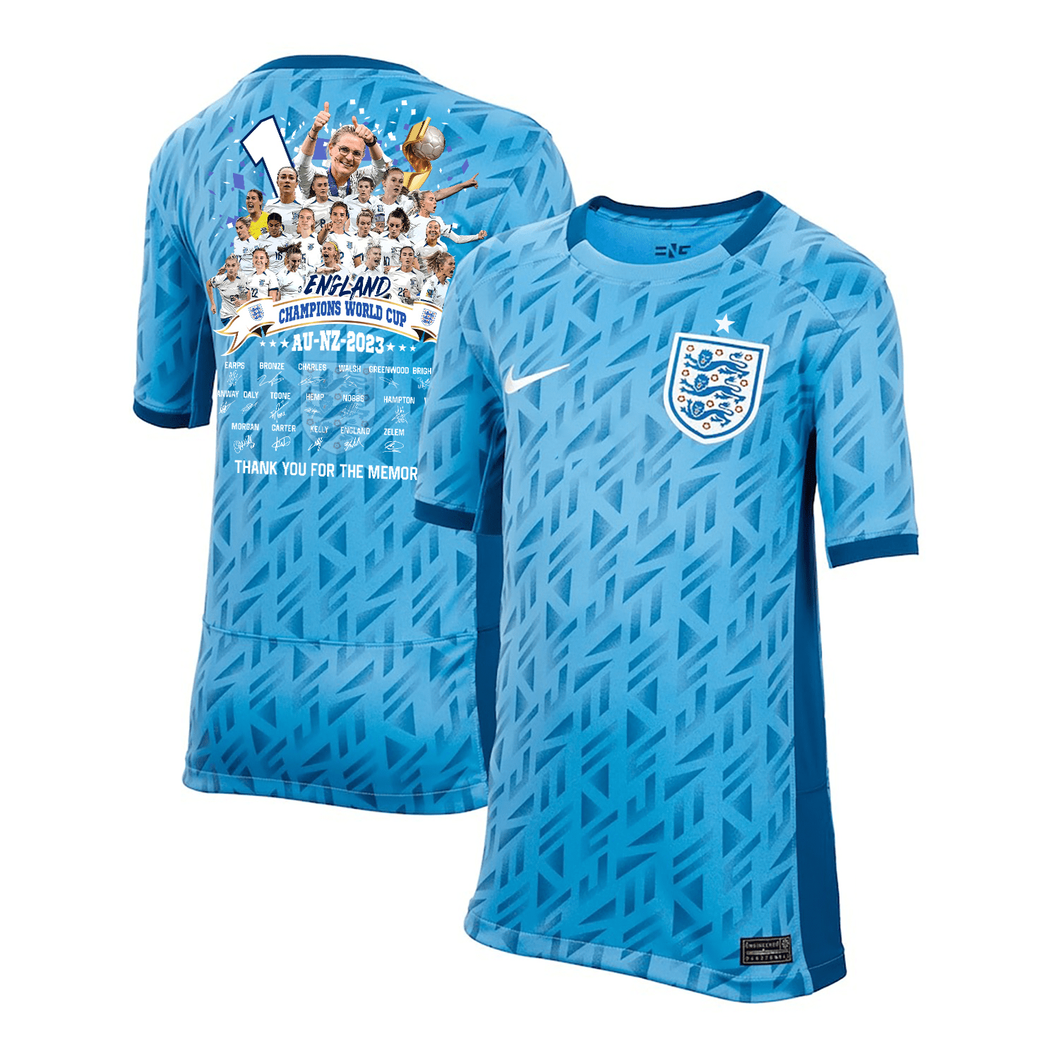 England Women's National Team 2023-24 World Cup CHAMPIONS Away YOUTH Jersey – Blue
