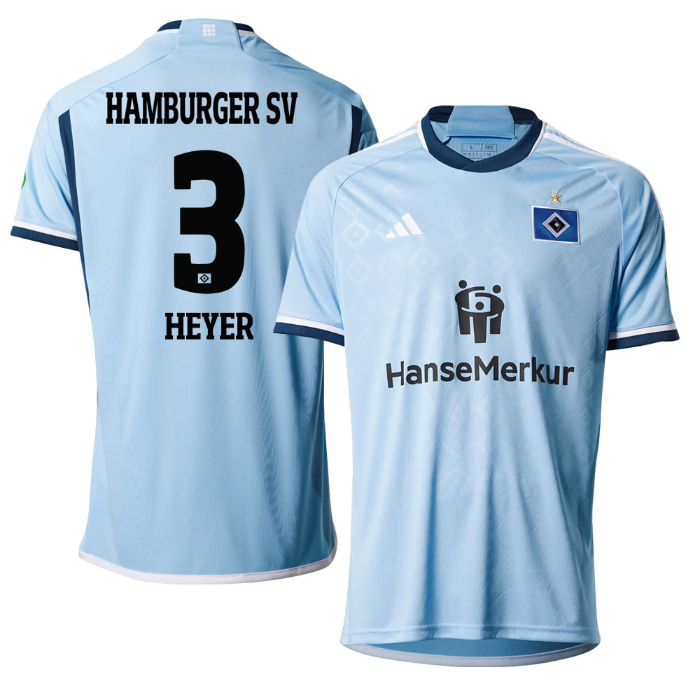 Moritz Heyer 3 Hamburger SV 2023-24 Away Men Jersey – Sky Blue