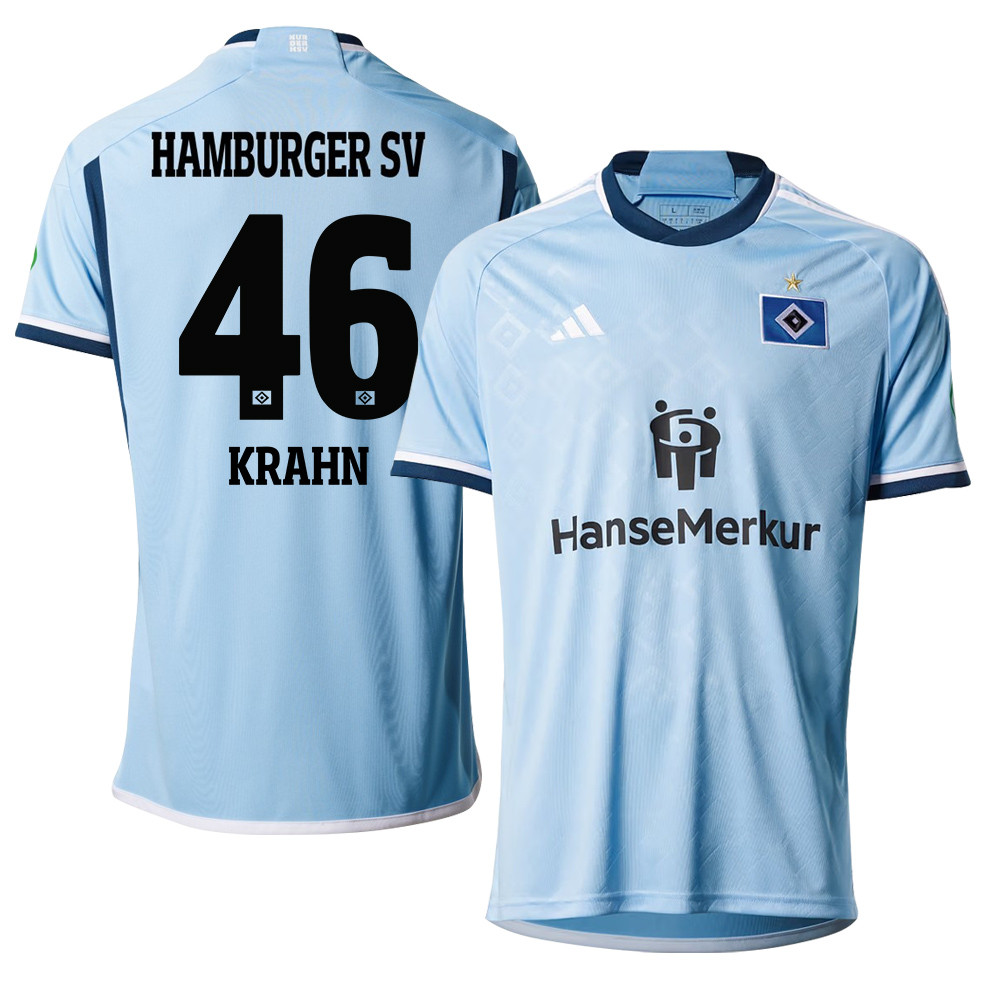 Elijah Krahn 46 Hamburger SV 2023-24 Away Men Jersey – Sky Blue