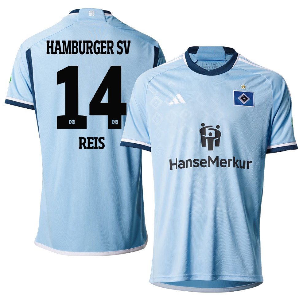 Ludovit Reis 14 Hamburger SV 2023-24 Away Men Jersey – Sky Blue