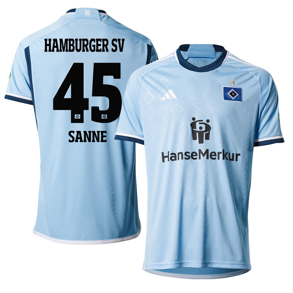 Tom Sanne 45 Hamburger SV 2023-24 Away Men Jersey – Sky Blue