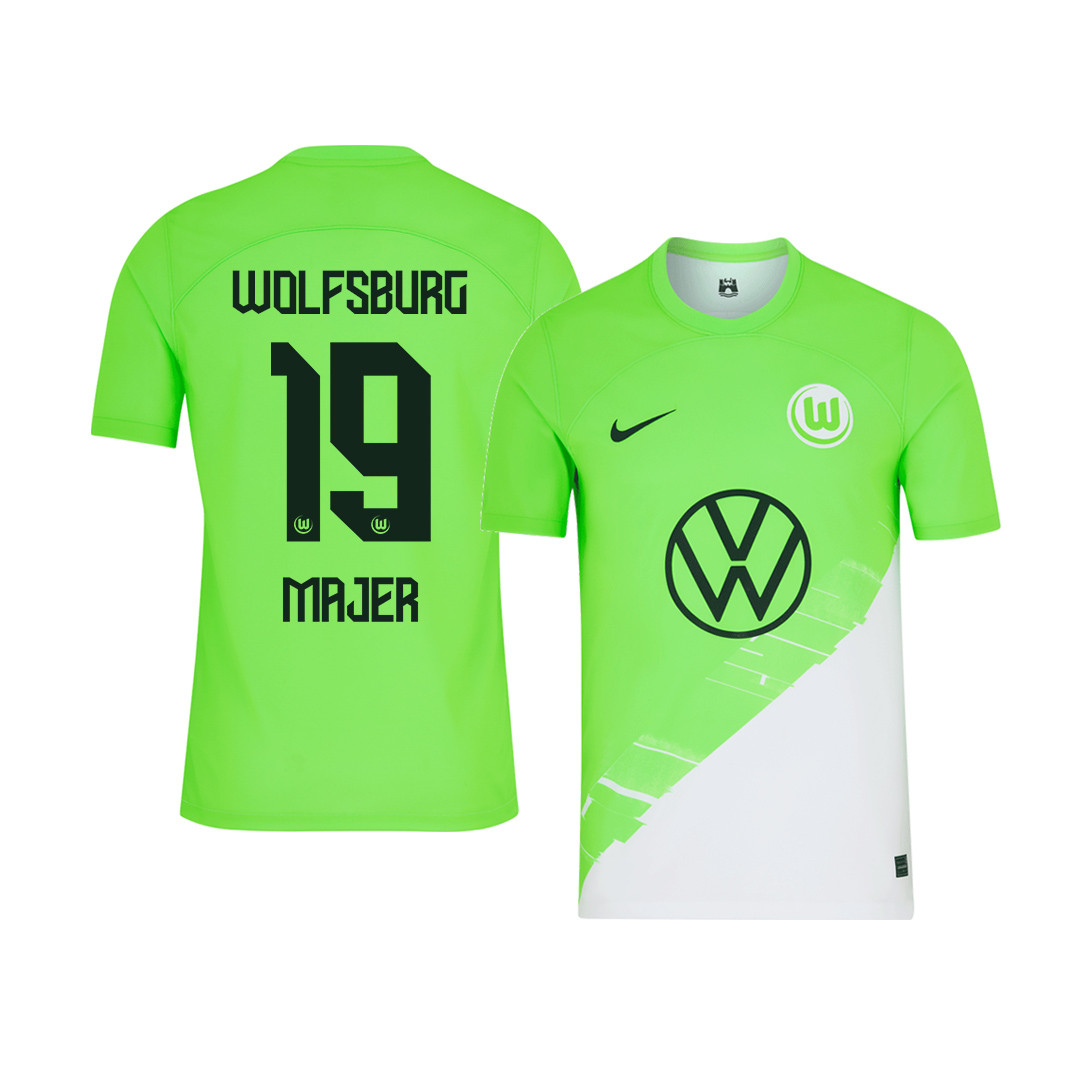 Lovro Majer 19 VfL Wolfsburg 2023-24 Home YOUTH Jersey – Green