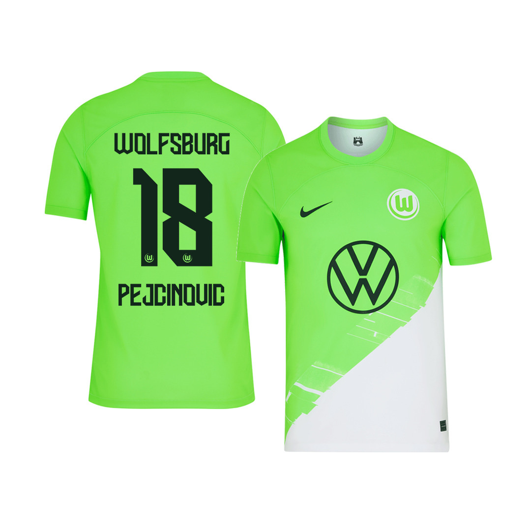 Dzenan Pejcinovic 18 VfL Wolfsburg 2023-24 Home YOUTH Jersey – Green
