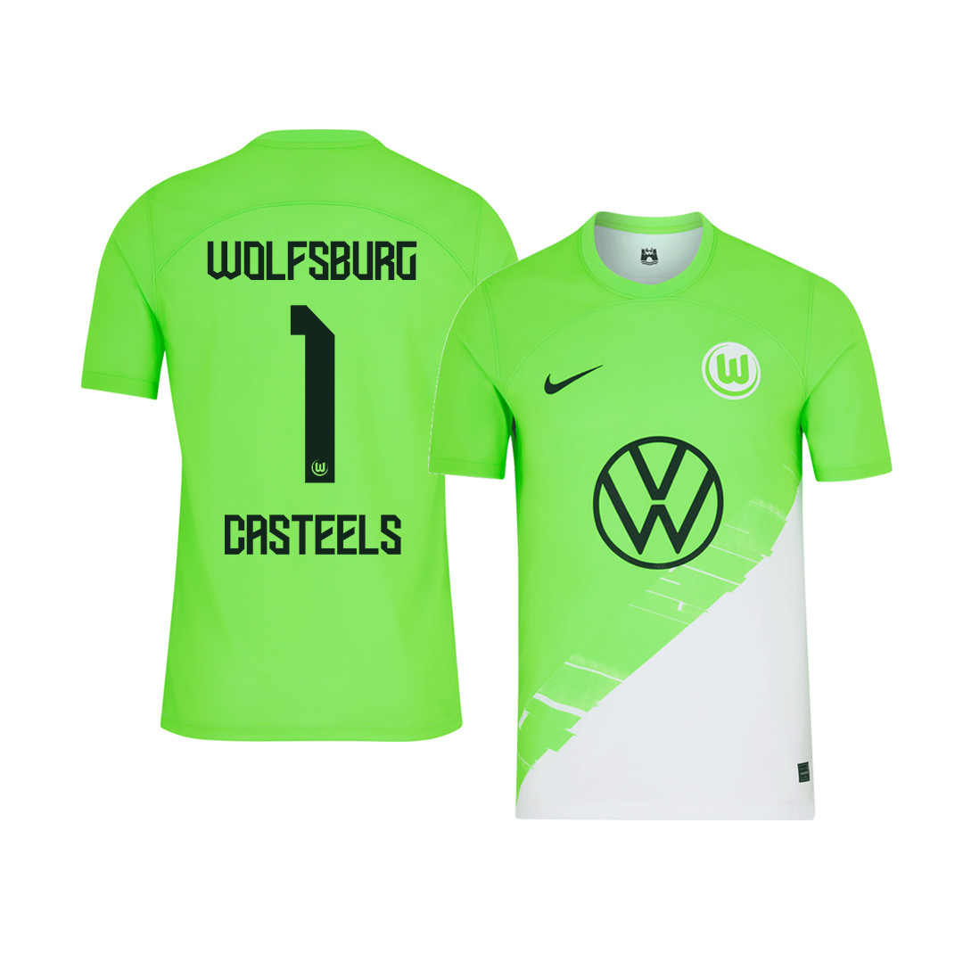 Koen Casteels 1 VfL Wolfsburg 2023-24 Home YOUTH Jersey – Green