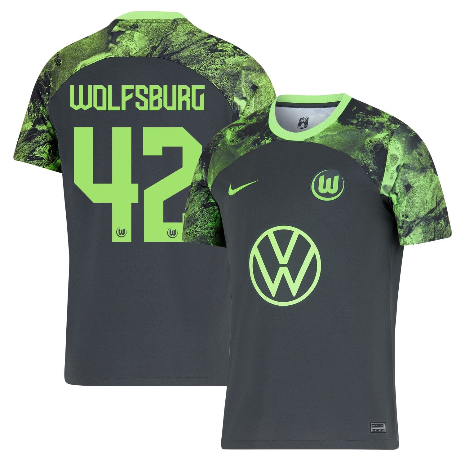 Felix Lange 42 VfL Wolfsburg 2023-24 Away Men Jersey – Black