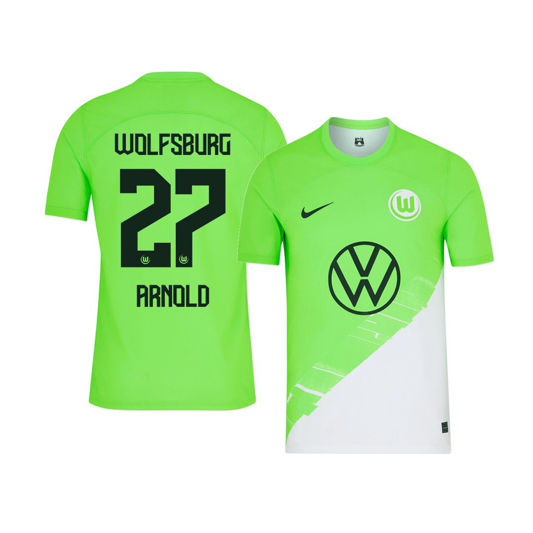 Maximilian Arnold 27 VfL Wolfsburg 2023-24 Home YOUTH Jersey – Green